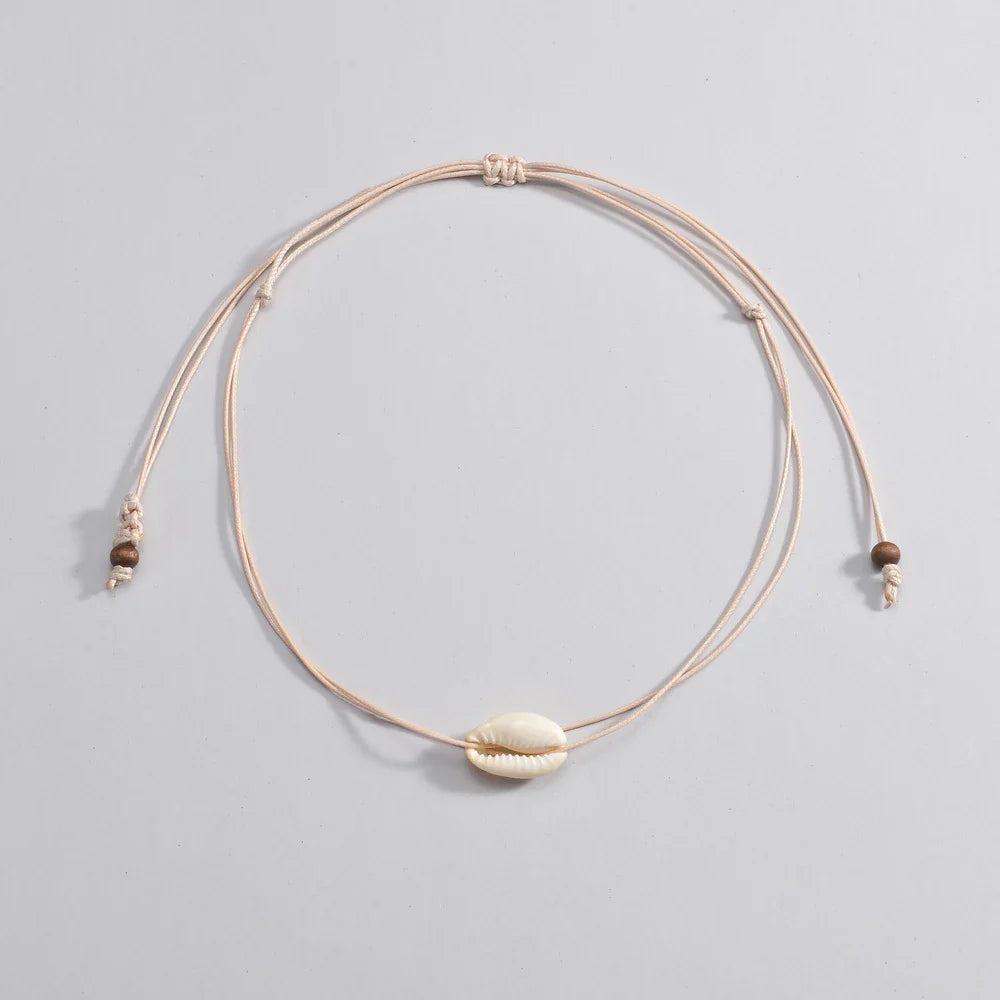 Personalized Shell Bead Hand-knit Necklace