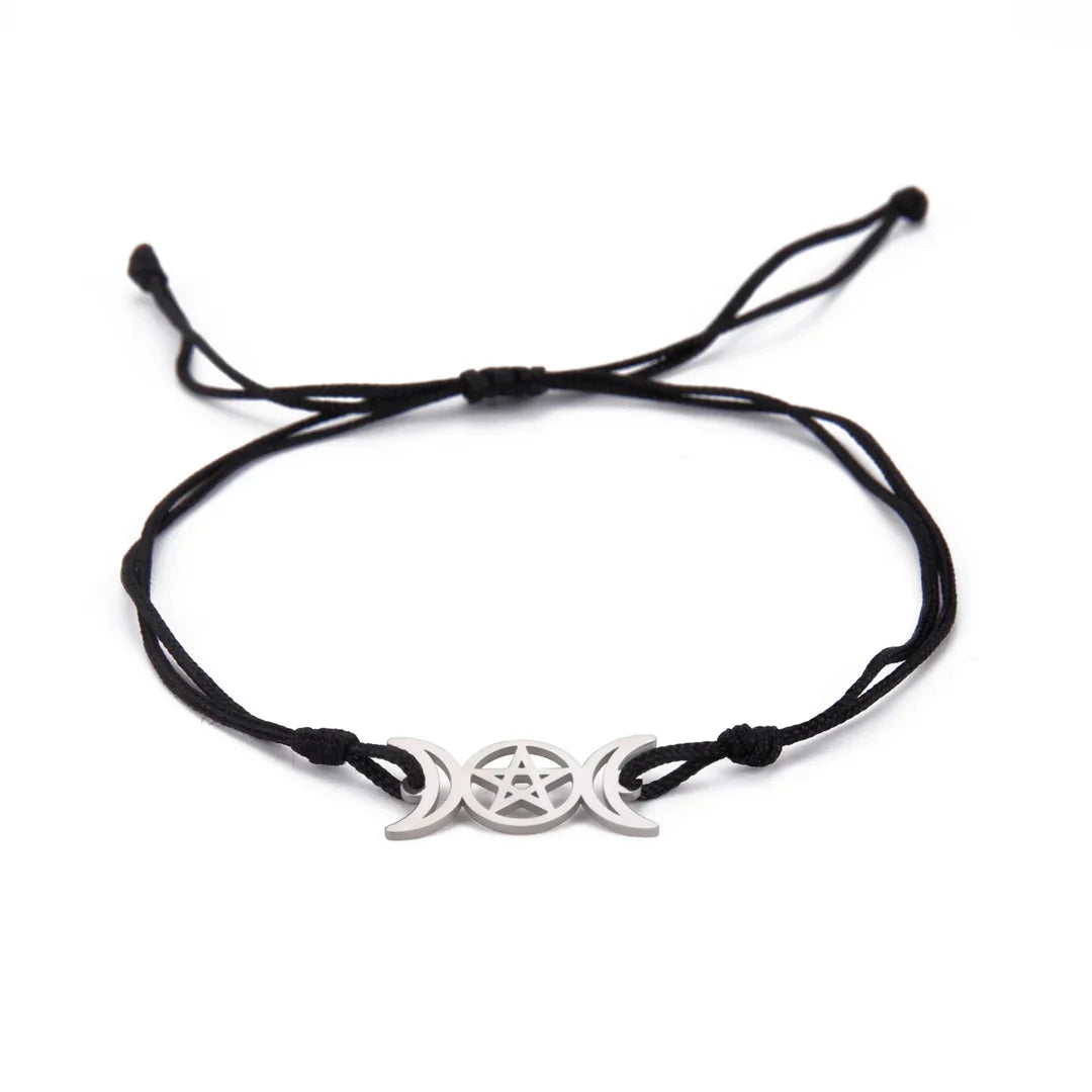 Cartoon Fashion Girlfriends Same Style Hollow-out Double Crescent Pentagram Jade Thread Bracelet