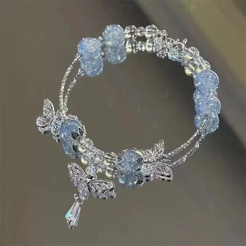 Mori Style Cold Gradient Explosion Flower Glass Beaded Bracelet